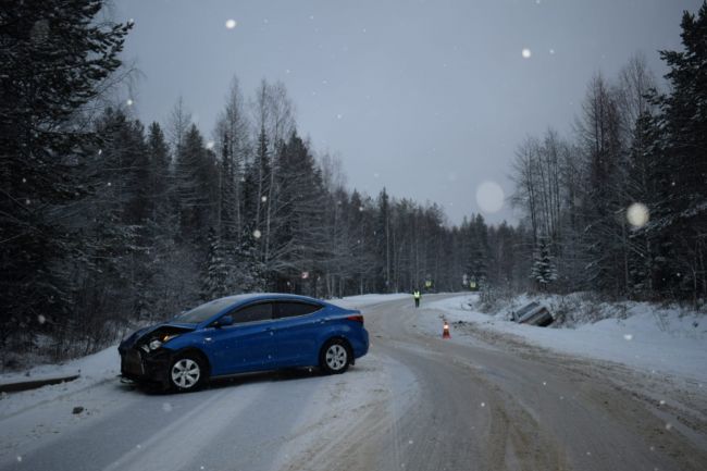 На автодороге Ухта – Сосногорск произошло столкновение двух Hyundai